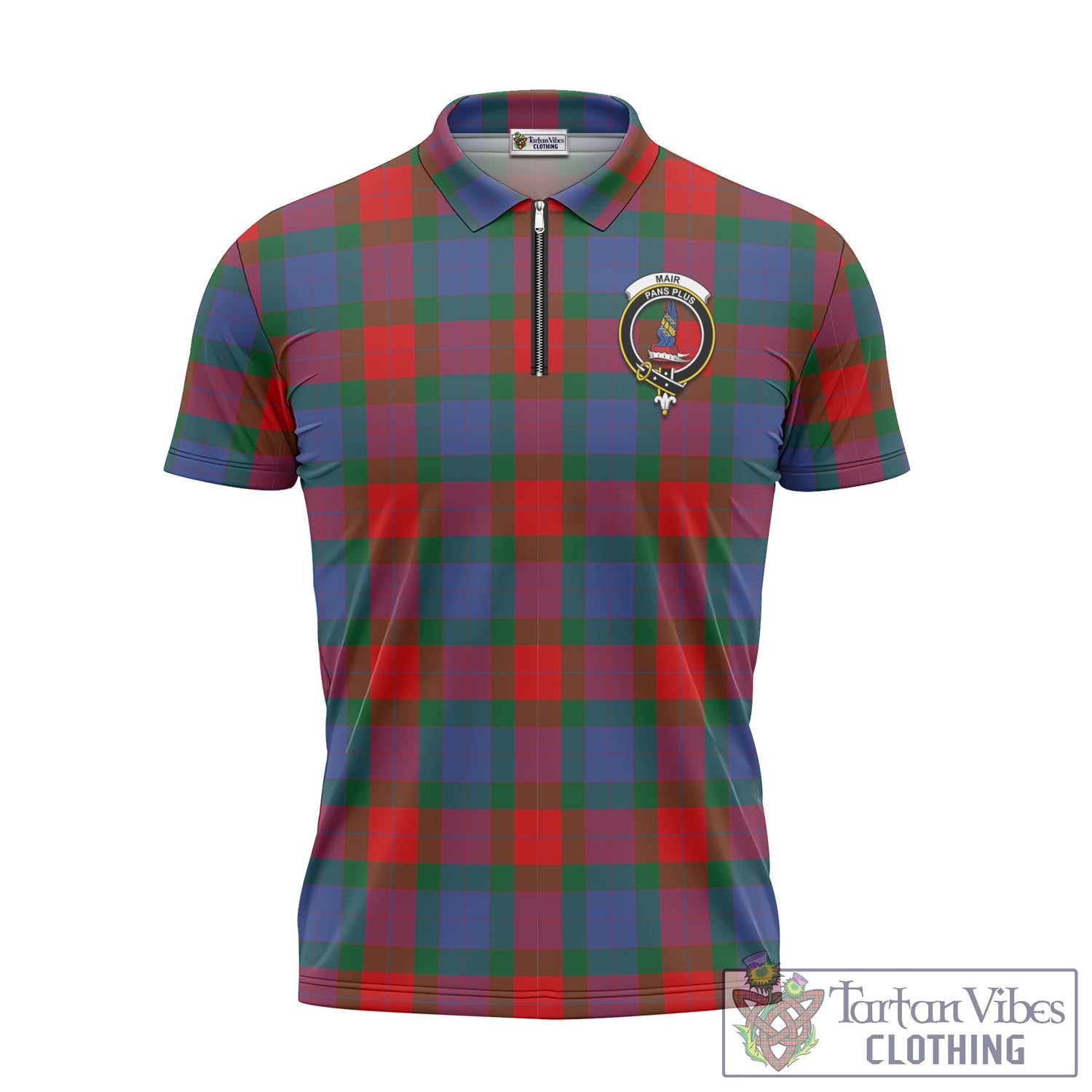 Tartan Vibes Clothing Mar Tartan Zipper Polo Shirt with Family Crest