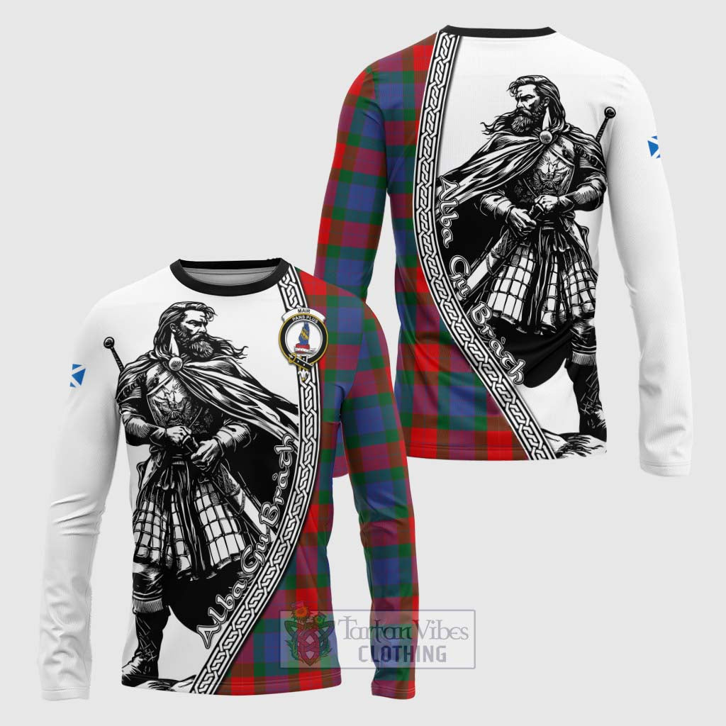 Mar Tartan Clan Crest Long Sleeve T-Shirt with Highlander Warrior Celtic Style Unisex - Tartan Vibes Clothing