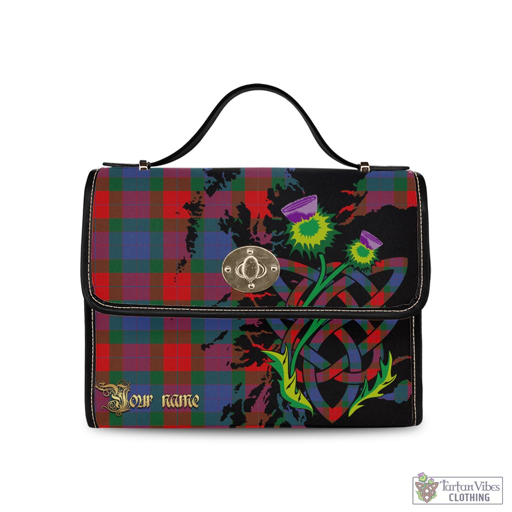 Tartan Vibes Clothing Mar Tartan Waterproof Canvas Bag with Scotland Map and Thistle Celtic Accents