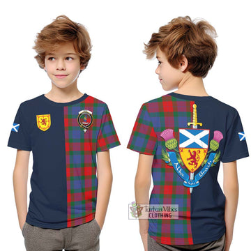 Mar Tartan Kid T-Shirt Alba with Scottish Lion Royal Arm Half Style Youth XL Size14 - Tartan Vibes Clothing