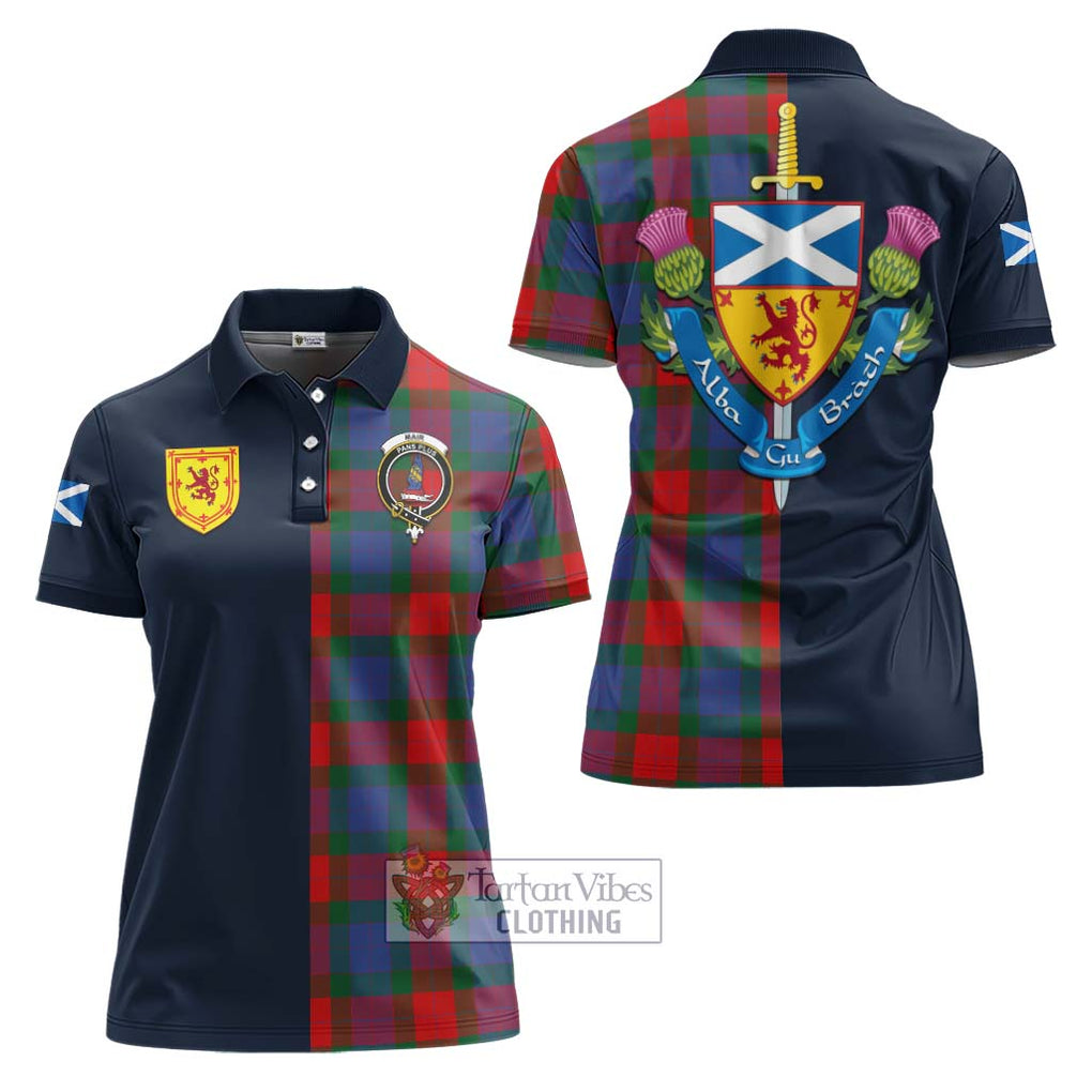 Mar Tartan Women's Polo Shirt Alba with Scottish Lion Royal Arm Half Style Women - Tartan Vibes Clothing