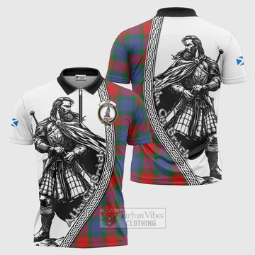 Mar Tartan Clan Crest Zipper Polo Shirt with Highlander Warrior Celtic Style Unisex - Tartan Vibes Clothing