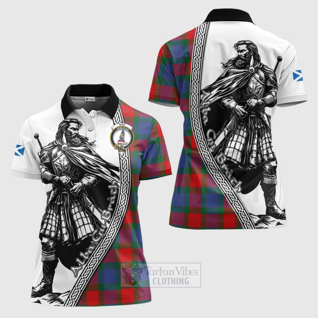 Mar Tartan Clan Crest Women's Polo Shirt with Highlander Warrior Celtic Style Women - Tartan Vibes Clothing