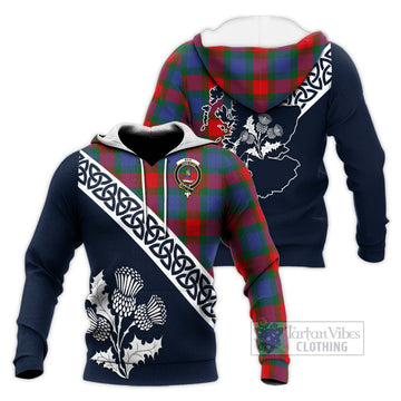 Mar Tartan Knitted Hoodie Featuring Thistle and Scotland Map Unisex Knitted Pullover Hoodie - Tartan Vibes Clothing