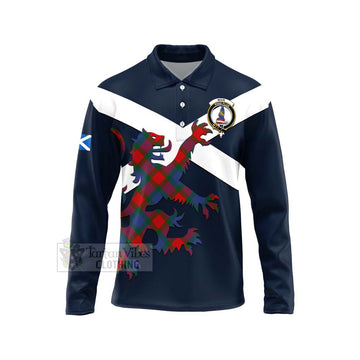 Mar Tartan Lion Rampant Long Sleeve Polo Shirt Proudly Display Your Heritage with Alba Gu Brath and Clan Name Unisex - Tartan Vibes Clothing