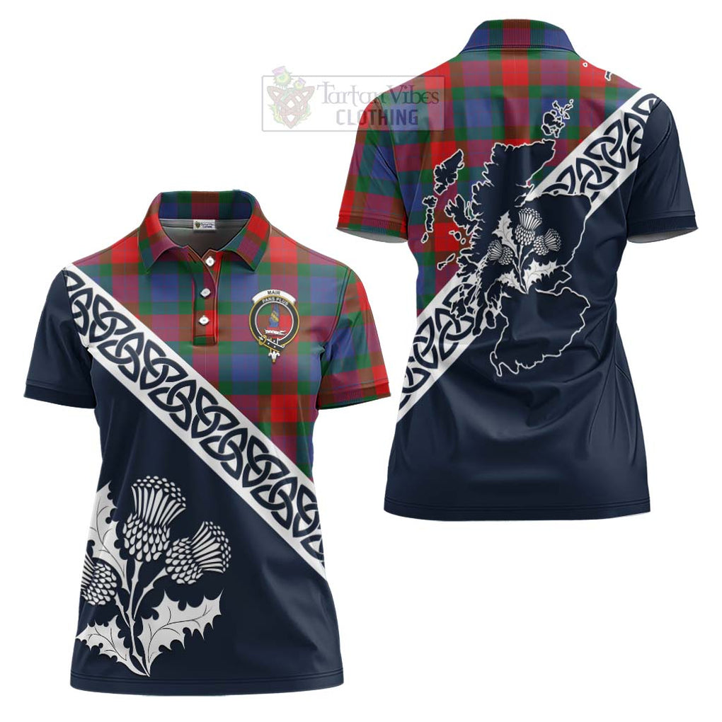 Mar Tartan Women's Polo Shirt Featuring Thistle and Scotland Map Women - Tartanvibesclothing Store