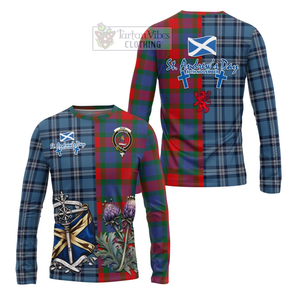 Mar Tartan Long Sleeve T-Shirt Happy St. Andrew's Day Half Tartan Style Unisex - Tartan Vibes Clothing