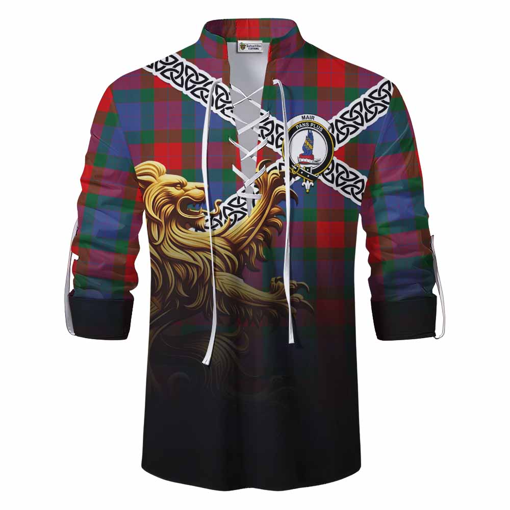 Mar Crest Tartan Ghillie Kilt Shirt with Golden Lion Emblem Celtic Style Men - Tartan Vibes Clothing