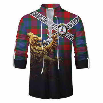 Mar Crest Tartan Ghillie Kilt Shirt with Golden Lion Emblem Celtic Style Men - Tartan Vibes Clothing