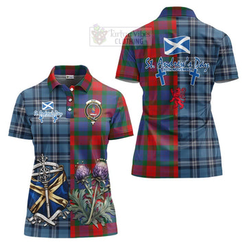 Mar Tartan Women's Polo Shirt Happy St. Andrew's Day Half Tartan Style Women - Tartan Vibes Clothing
