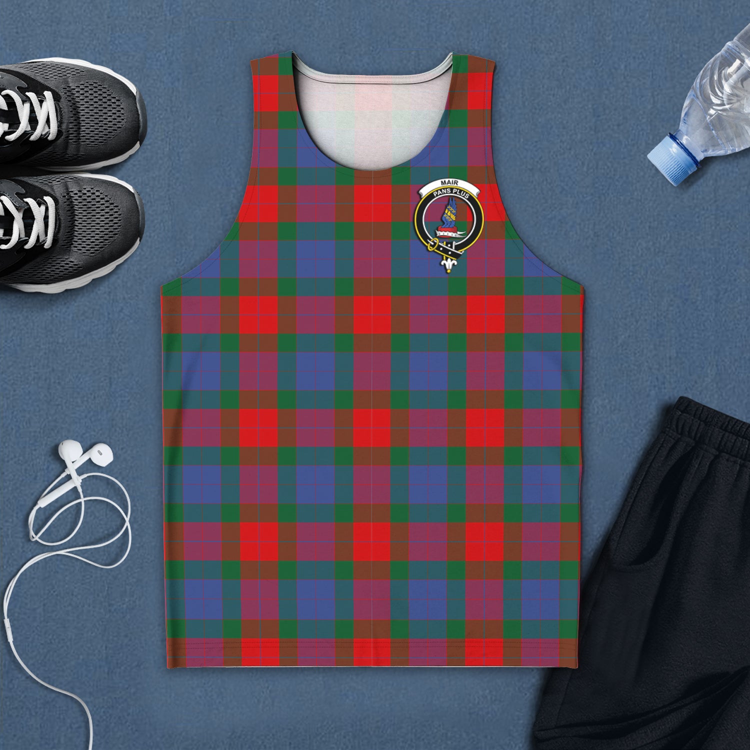 Mar Tartan Mens Tank Top with Family Crest 5XL - Tartan Vibes Clothing
