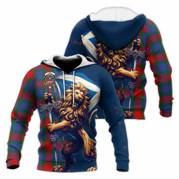 Mar Tartan Family Crest Knitted Hoodie with Scottish Majestic Lion Unisex Knitted Pullover Hoodie - Tartan Vibes Clothing