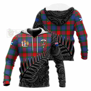 Mar Crest Tartan Knitted Hoodie with New Zealand Silver Fern Half Style Unisex Knitted Pullover Hoodie - Tartan Vibes Clothing