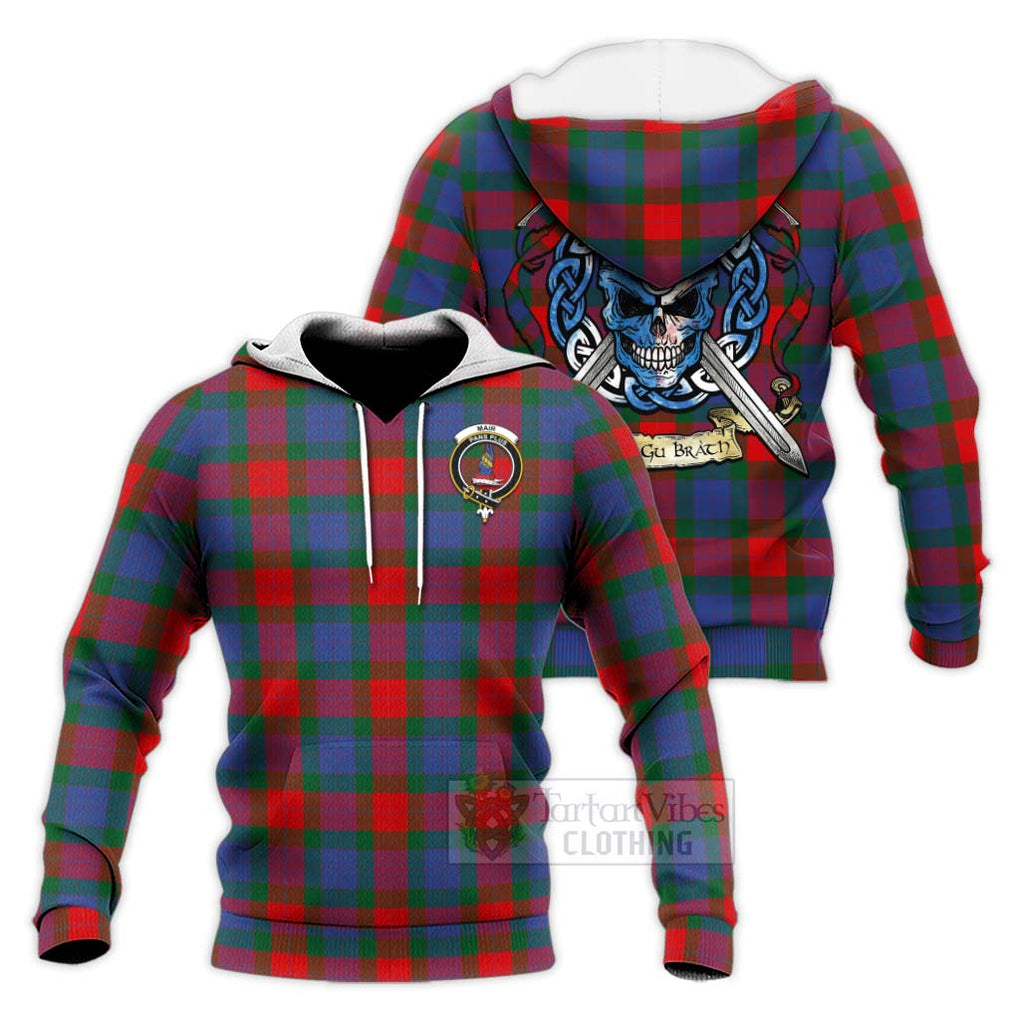 Mar Tartan Knitted Hoodie with Family Crest Celtic Skull Style Unisex Knitted Pullover Hoodie - Tartan Vibes Clothing