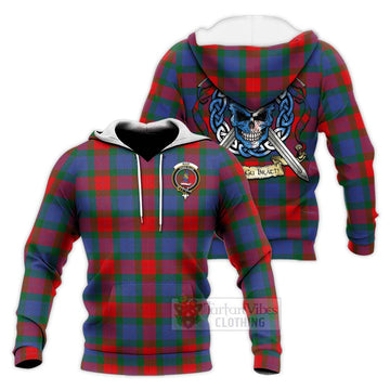 Mar Tartan Knitted Hoodie with Family Crest Celtic Skull Style Unisex Knitted Pullover Hoodie - Tartan Vibes Clothing