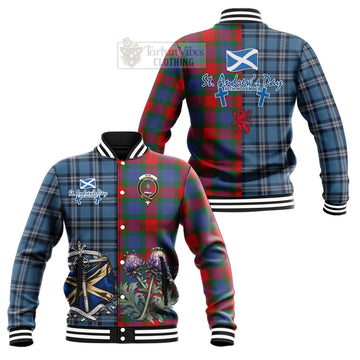 Mar Tartan Baseball Jacket Happy St. Andrew's Day Half Tartan Style Unisex - Tartan Vibes Clothing