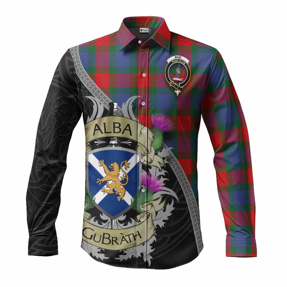 Mar Tartan Family Crest Long Sleeve Button Shirt Lion Rampant Royal Thistle Shield Celtic Inspired Men's Shirt S - Tartan Vibes Clothing