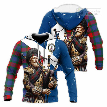 Mar Tartan Knitted Hoodie with Family Crest Scottish Bagpiper Vibes Unisex Knitted Pullover Hoodie - Tartan Vibes Clothing