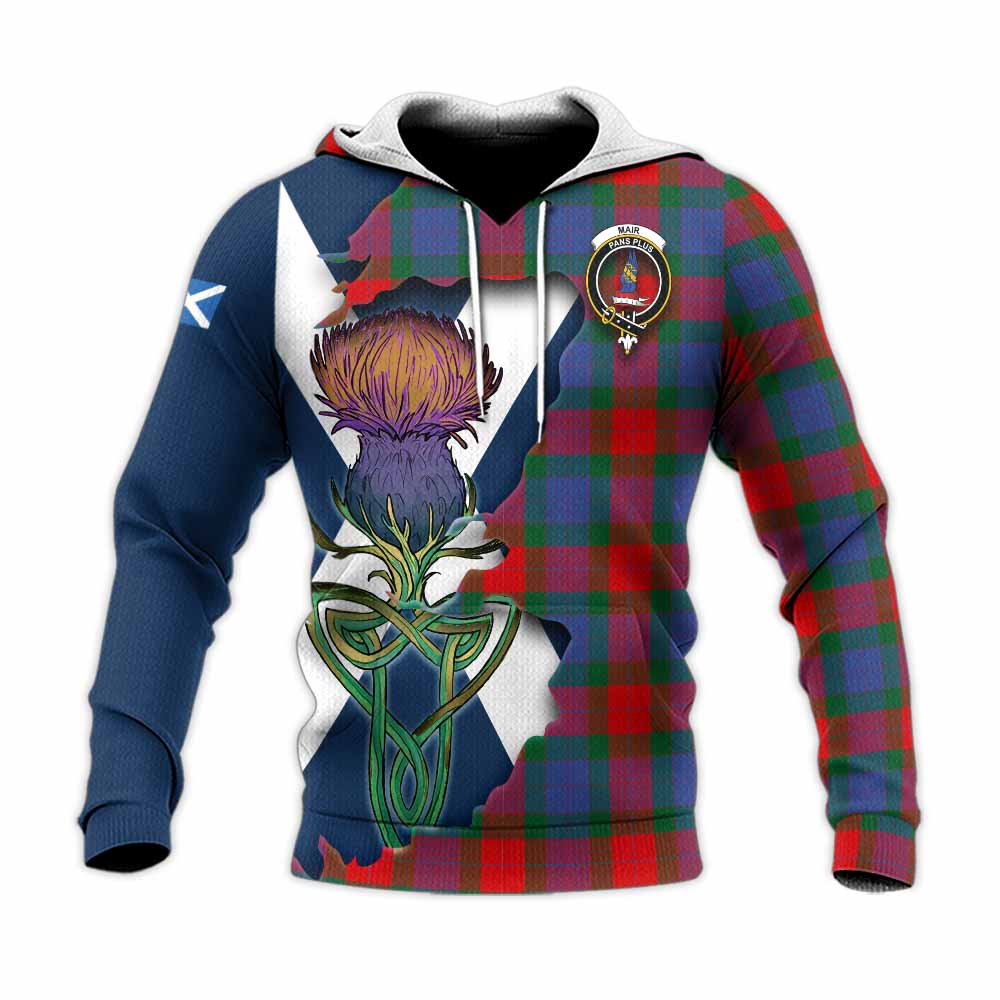 Mar Tartan Family Crest Knitted Hoodie Scottish Thistle Celtic Inspired Unisex Knitted Pullover Hoodie - Tartan Vibes Clothing