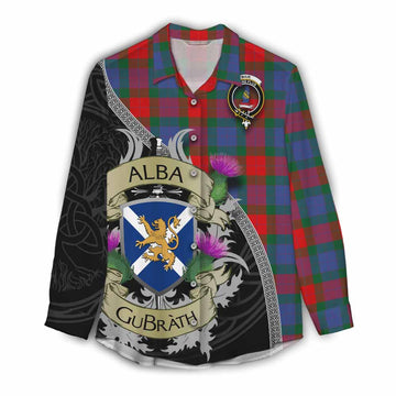 Mar Tartan Family Crest Women's Casual Shirt Lion Rampant Royal Thistle Shield Celtic Inspired Female - Tartan Vibes Clothing