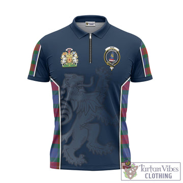 Mar Tartan Zipper Polo Shirt with Family Crest and Lion Rampant Vibes Sport Style