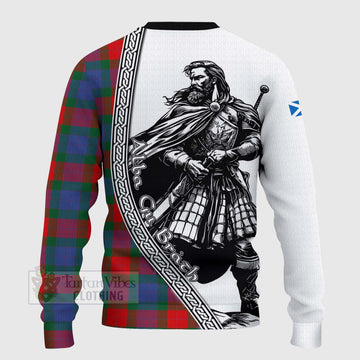 Mar Tartan Clan Crest Knitted Sweater with Highlander Warrior Celtic Style - Tartan Vibes Clothing
