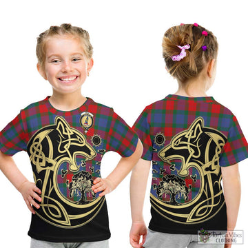 Mar Tartan Kid T-Shirt with Family Crest Celtic Wolf Style - Tartan Vibes Clothing