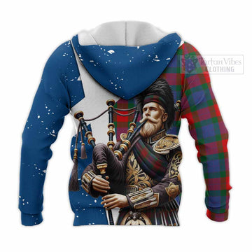 Mar Tartan Knitted Hoodie with Family Crest Scottish Bagpiper Vibes - Tartan Vibes Clothing
