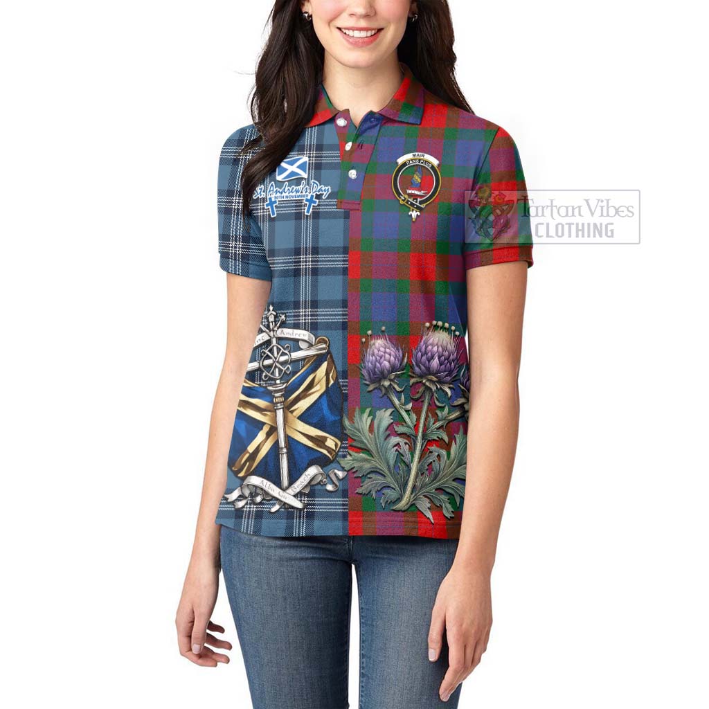 Mar Tartan Women's Polo Shirt Happy St. Andrew's Day Half Tartan Style - Tartan Vibes Clothing
