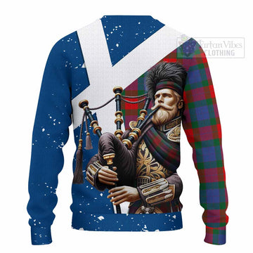 Mar Tartan Knitted Sweater with Family Crest Scottish Bagpiper Vibes - Tartan Vibes Clothing