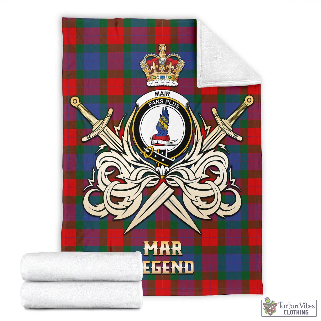 Mar Tartan Blanket with Clan Crest and the Golden Sword of Courageous Legacy - Tartan Vibes Clothing