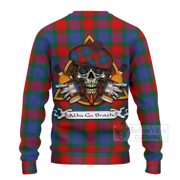 Mar Tartan Ugly Sweater with Family Crest and Bearded Skull Holding Bottles of Whiskey - Tartan Vibes Clothing