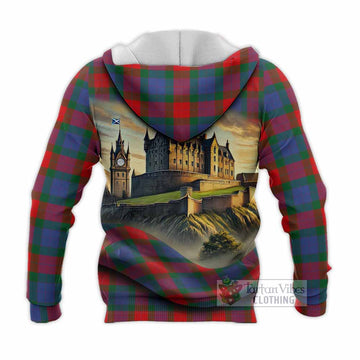Mar Tartan Family Crest Knitted Hoodie with Scottish Ancient Castle Style - Tartan Vibes Clothing