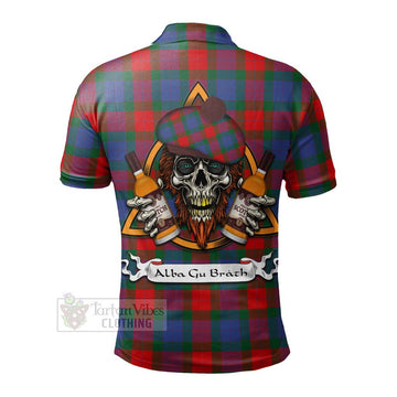 Mar Tartan Polo Shirt with Family Crest and Bearded Skull Holding Bottles of Whiskey - Tartan Vibes Clothing