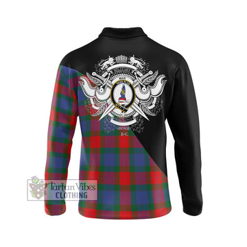Mar Tartan Long Sleeve Polo Shirt with Family Crest and Military Logo Style - Tartan Vibes Clothing