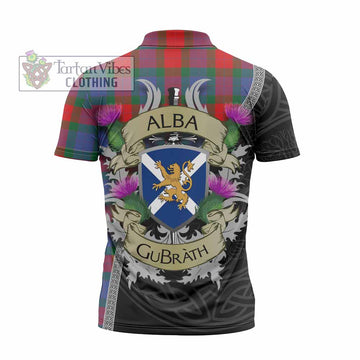 Mar Tartan Family Crest Zipper Polo Shirt Lion Rampant Royal Thistle Shield Celtic Inspired - Tartan Vibes Clothing