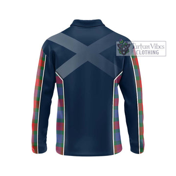 Mar Tartan Long Sleeve Polo Shirt with Family Crest and Lion Rampant Vibes Sport Style - Tartan Vibes Clothing