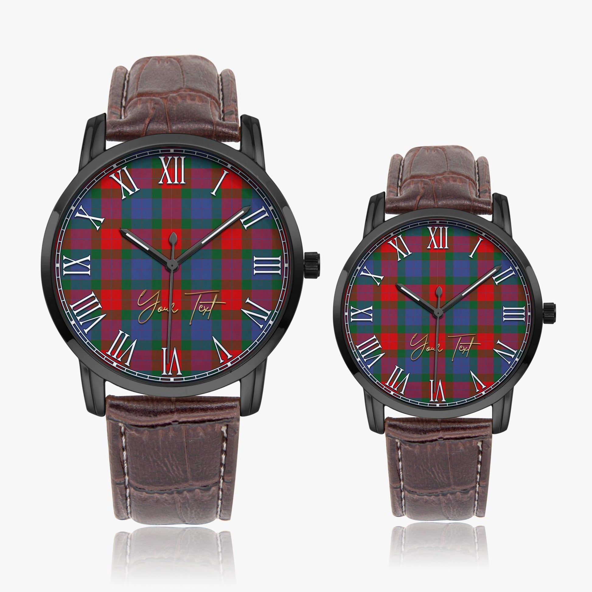 Mar Tartan Personalized Your Text Leather Trap Quartz Watch - Tartan Vibes Clothing