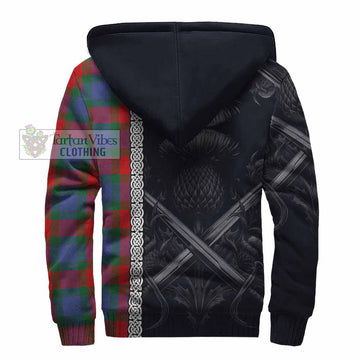 Mar Tartan Sherpa Hoodie with Family Crest Cross Sword Thistle Celtic Vibes - Tartan Vibes Clothing