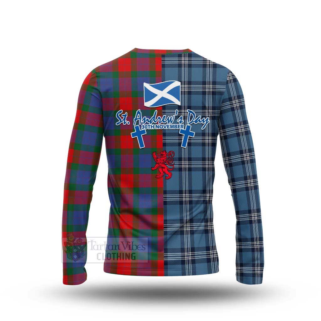 Mar Tartan Long Sleeve T-Shirt Happy St. Andrew's Day Half Tartan Style - Tartan Vibes Clothing