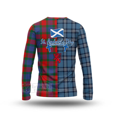 Mar Tartan Long Sleeve T-Shirt Happy St. Andrew's Day Half Tartan Style - Tartan Vibes Clothing