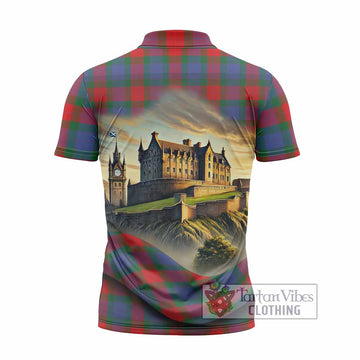Mar Tartan Family Crest Zipper Polo Shirt with Scottish Ancient Castle Style - Tartan Vibes Clothing
