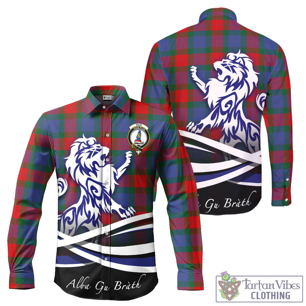 Mar Tartan Long Sleeve Button Up Shirt with Alba Gu Brath Regal Lion Emblem - Tartan Vibes Clothing