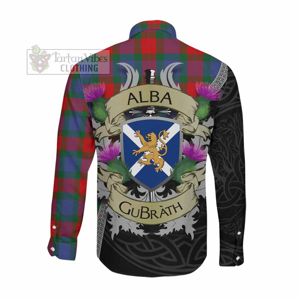 Mar Tartan Family Crest Long Sleeve Button Shirt Lion Rampant Royal Thistle Shield Celtic Inspired Men's Shirt - Tartan Vibes Clothing