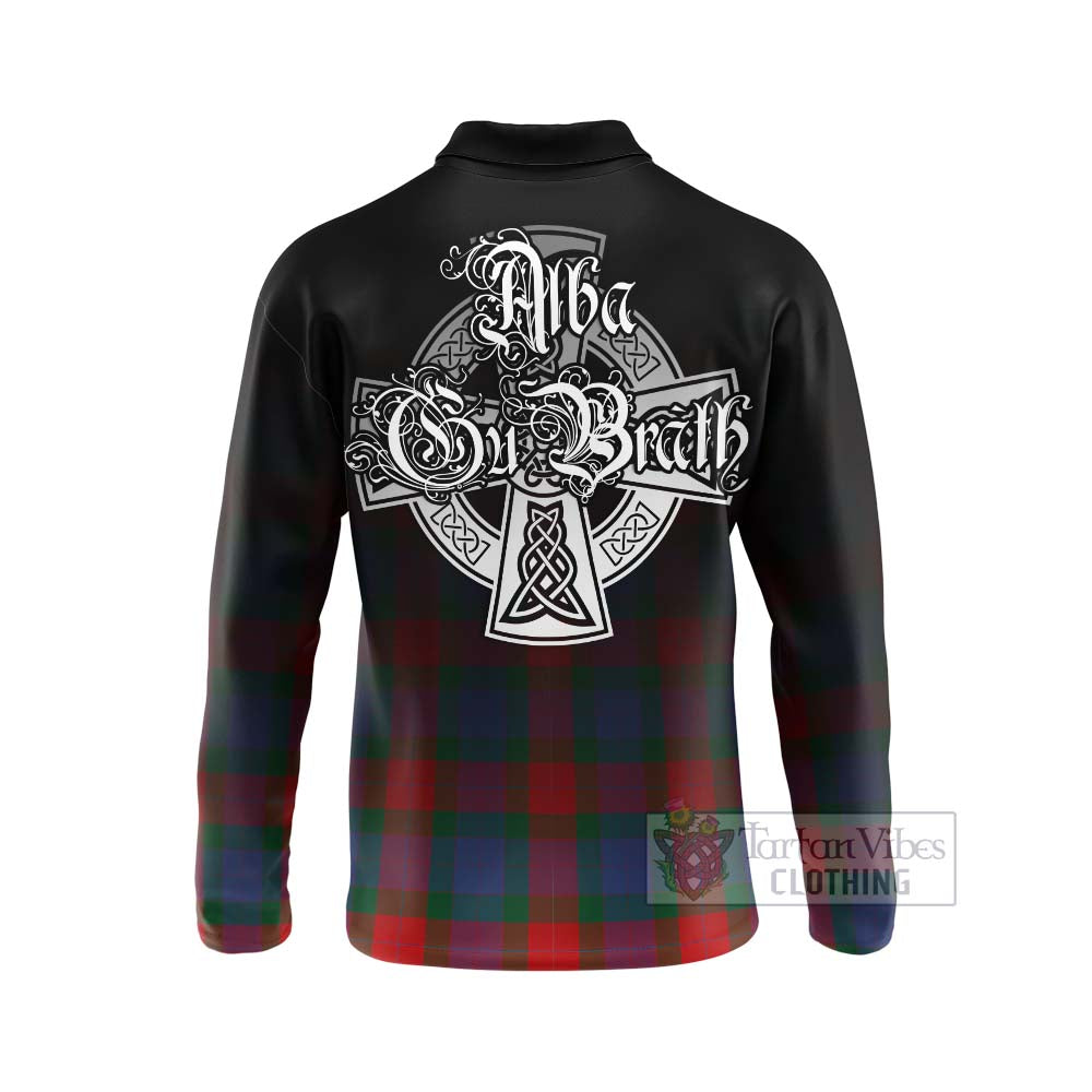 Mar Tartan Long Sleeve Polo Shirt Featuring Alba Gu Brath Family Crest Celtic Inspired - Tartan Vibes Clothing