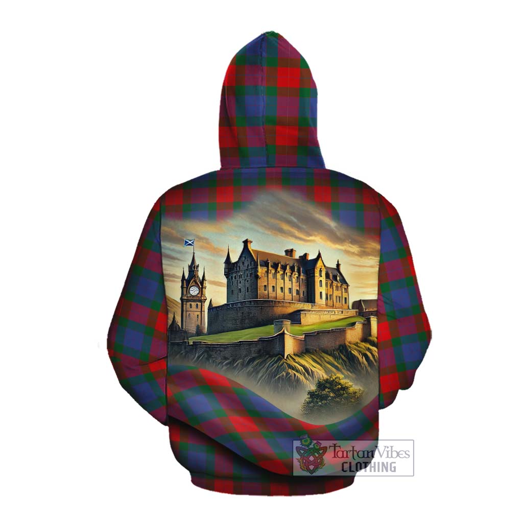 Mar Tartan Family Crest Cotton Hoodie with Scottish Ancient Castle Style Pullover Hoodie - Tartan Vibes Clothing