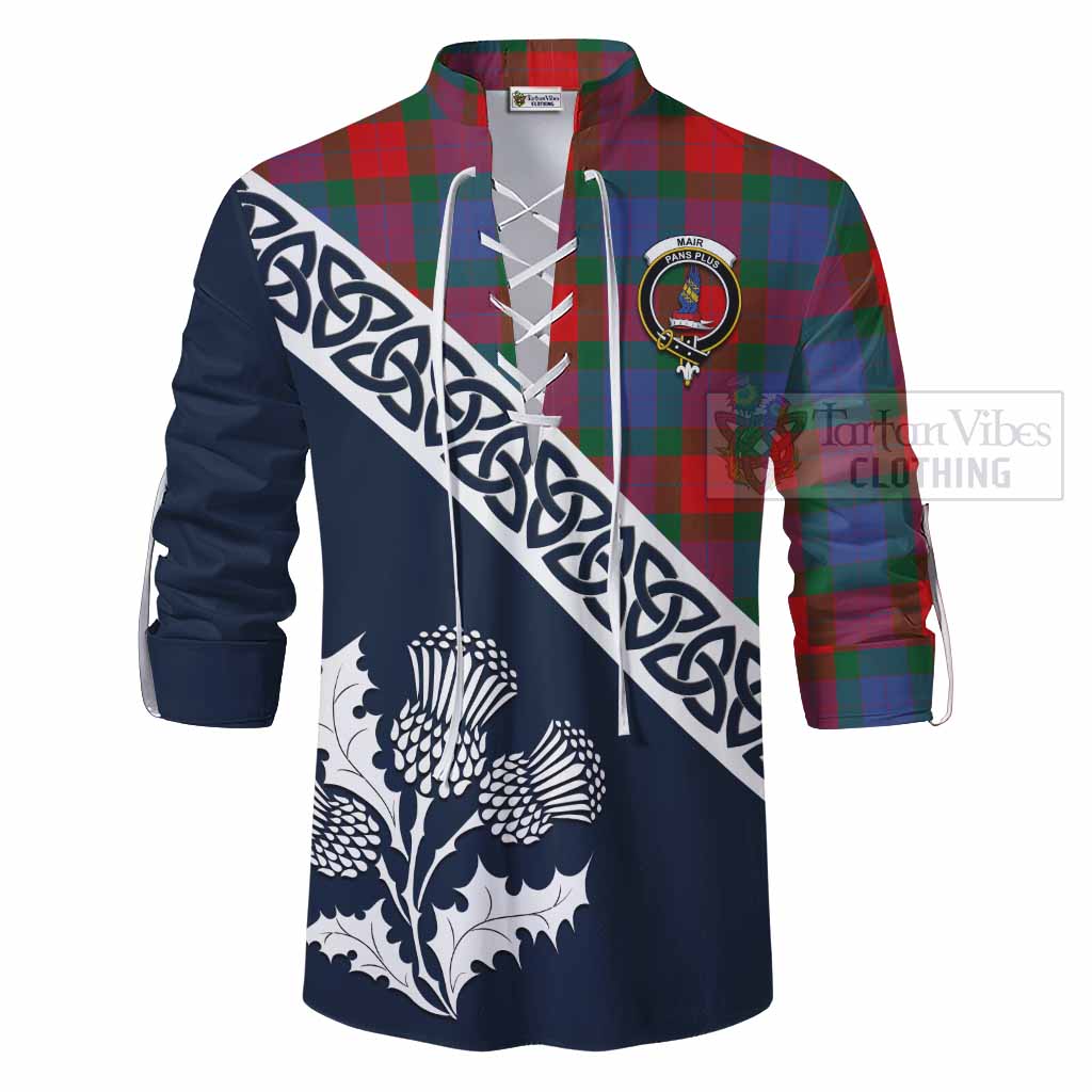 Mar Tartan Ghillie Kilt Shirt Featuring Thistle and Scotland Map - Tartan Vibes Clothing