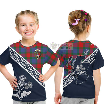 Mar Tartan Kid T-Shirt Featuring Thistle and Scotland Map - Tartan Vibes Clothing