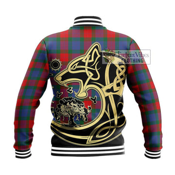 Mar Tartan Baseball Jacket with Family Crest Celtic Wolf Style - Tartan Vibes Clothing