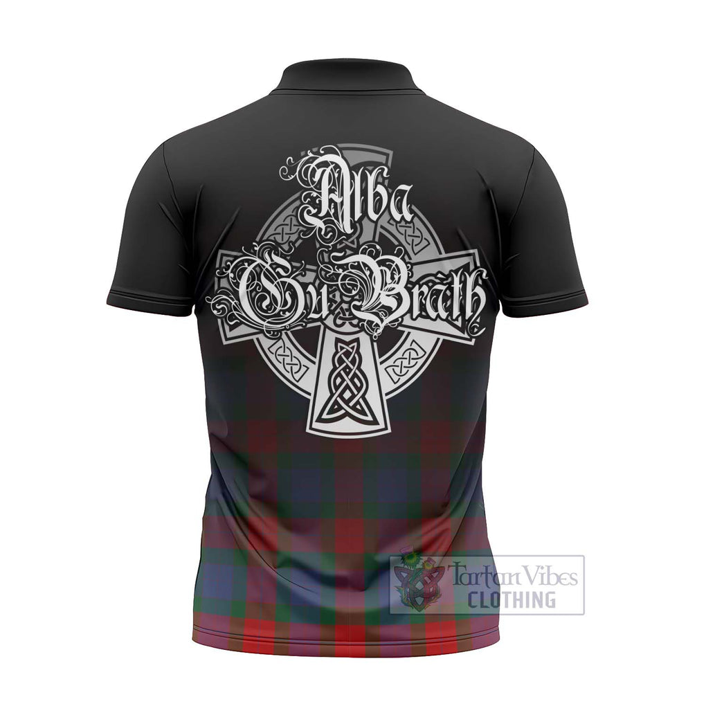 Mar Tartan Zipper Polo Shirt Featuring Alba Gu Brath Family Crest Celtic Inspired - Tartan Vibes Clothing